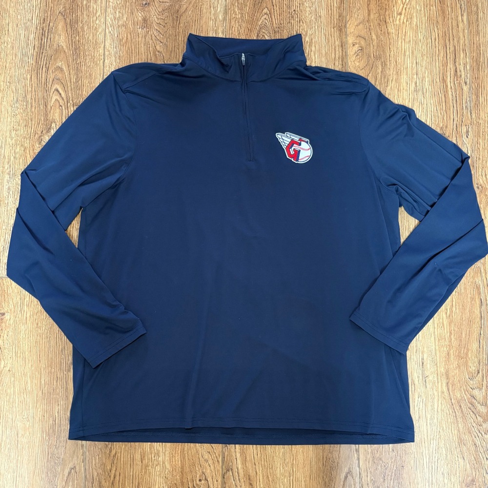 Cleveland Guardians Antigua Men XL Navy Blue Quarter Zip Pullover MLB Sportswear